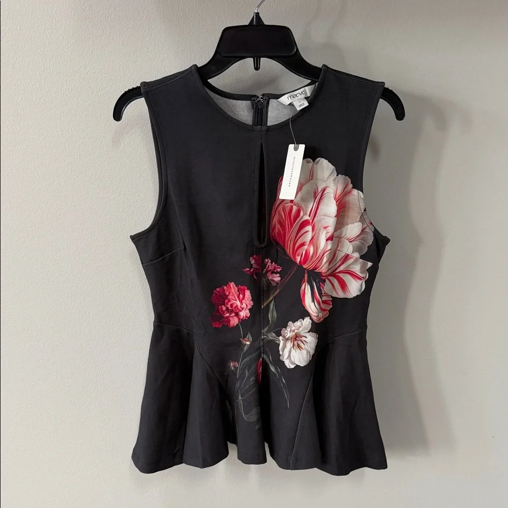 Anthropologie Maeve Night Watch Peplum Tank Top - Picture 1 of 5